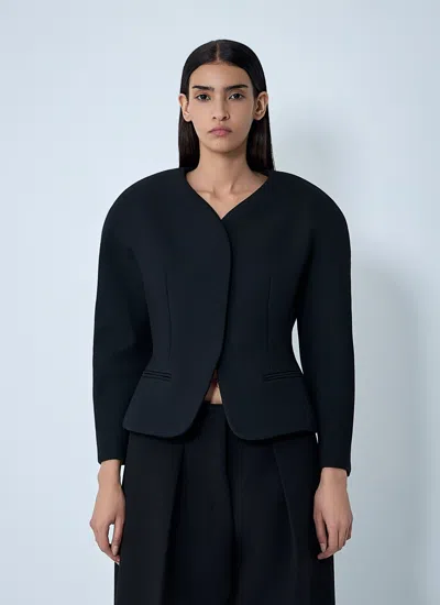 Jacquemus Tailored Blazer Peplum Structured Shoulders In Black