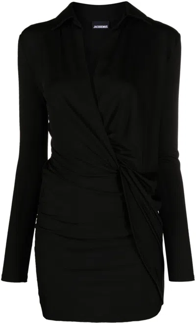 Jacquemus Women's La Robe Bahia Jersey Mini Dress In Black