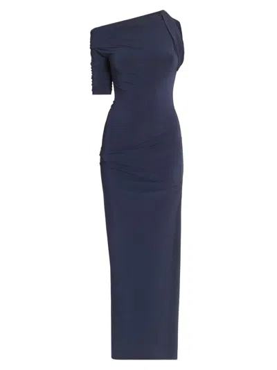 Jacquemus Women's La Robe Drapeado Asymmetric Maxi Dress In Blue