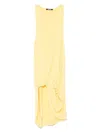 Jacquemus Draped Yellow Mini Dress With Unique Hem Knot