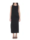 Jacquemus La Robe Peplo Black Long Dress With Square Neck And Cut-out Detail On The Side In Viscose Blend Woma In Black