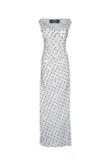Jacquemus 'the Rita Lounge' White Long Dress With V-neck And Polka Dot Motif In White