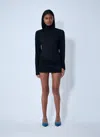 Jacquemus Knee-length Turtleneck Dress With Draped Side Seams In Brown