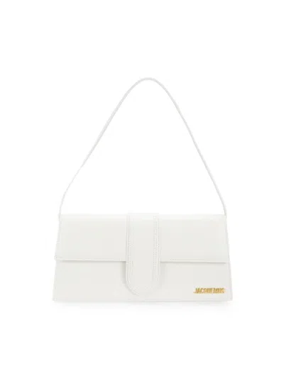 Jacquemus Women's Le Bambino Logo Leather Shoulder Bag In White