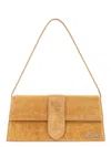 Jacquemus 'le Bambino' Beige Shoulder Bag With Logo Lettering On The Front And Embossed Crocodile Effect In Camel