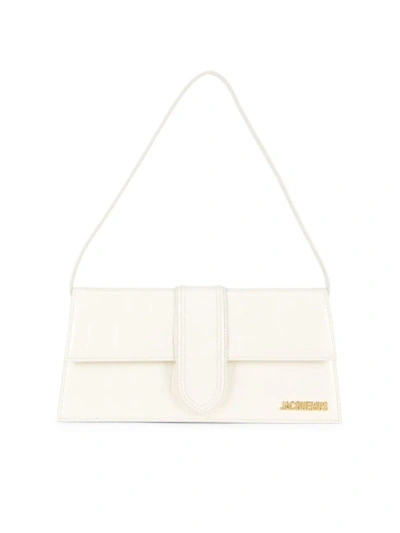 Jacquemus Women's Le Bambino Long Crocodile-embossed Leather Shoulder Bag In Light Ivory