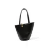 Jacquemus The Medium Bambola Asymmetric Leather Bucket Bag In Black
