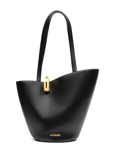 Jacquemus Women's Le Bambola Moyen Leather Bucket Bag In Black