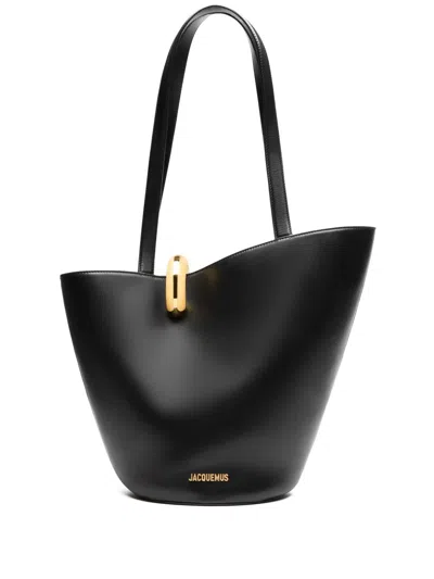 Jacquemus Women Le Bambola Moyen Leather Shoulder Bag In Black
