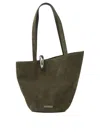 Jacquemus Medium Bambola Suede Bucket Bag In Green