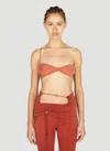 Jacquemus Espelho Cropped Asymmetric Stretch-jersey Bandeau Top In Red