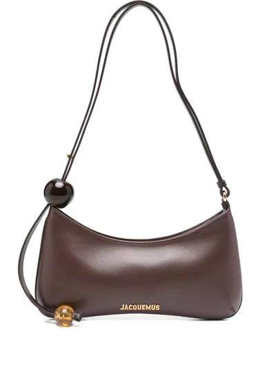 Jacquemus Women Le Bisou Perle Leather Shoulder Bag In Brown