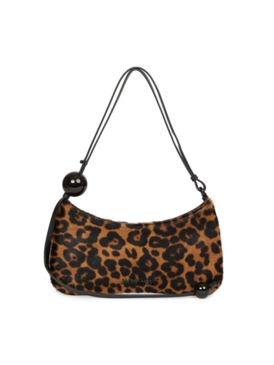 Jacquemus Le Bisou Perle Calf Hair Shoulder Bag In Print Leopard Brown
