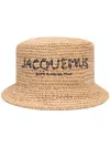 Jacquemus Le Bob Pesco Straw Bucket Hat In Natural
