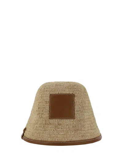 Jacquemus Soli Bucket Hat Leather Trim In Multicolor