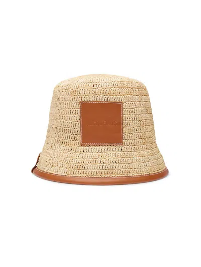 Jacquemus Womens Light Brown 2 Le Bob Soli Brand-patch Raffia Bucket Hat