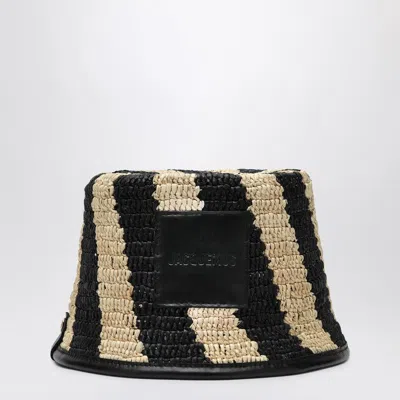 Jacquemus Women's Le Bob Soli Striped Raffia Bucket Hat