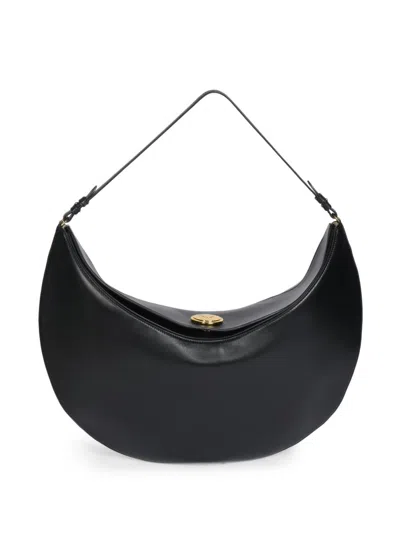 Jacquemus Ovalo Large Crescent Hobo Shoulder Bag In Black