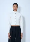 Jacquemus Womens Off-white The Scala Croc-embossed Woven-stretch Cardigan In White