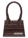 Jacquemus Le Chiquito Moyen Croc-embossed Leather Top-handle Bag In Darkbrown