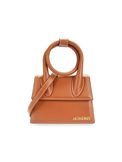 Jacquemus Women's Le Chiquito Logo Leather Top Handle Bag In Brown