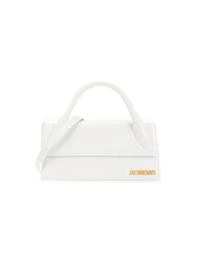 Jacquemus Women's Le Chiquito Logo Leather Top Handle Bag In White
