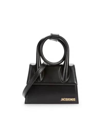 Jacquemus Women's Le Chiquito Logo Leather Two Way Top Handle Bag In Black
