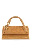 Jacquemus Le Chiquito Croc-embossed Suede Long Top Handle Bag In Camel
