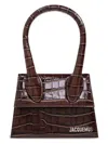 Jacquemus Le Chiquito Moyen Croc-embossed Leather Top-handle Bag In Darkbrown