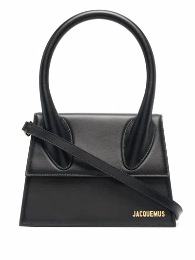 Jacquemus Le Grand Chiquito Leather Top Handle Crossbody Bag In Black