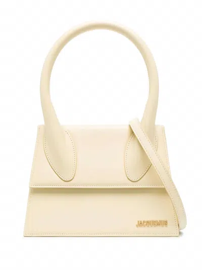 JACQUEMUS WOMEN'S LE CHIQUITO MOYEN TOP HANDLE LEATHER BAG IN IVORY