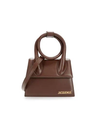 Jacquemus Women's Le Chiquito Noeud Leather Top Handle Bag In Brown