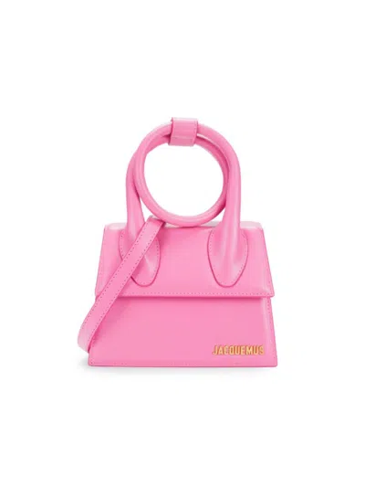 Jacquemus Women's Le Chiquito Noeud Leather Two Way Tote In Pink