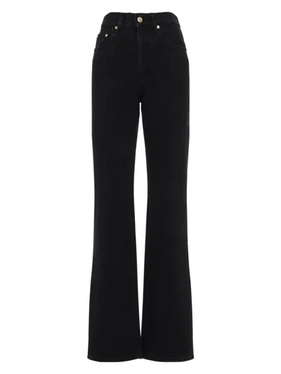 Jacquemus Cropped Black Denim Pants With Flared Leg In White