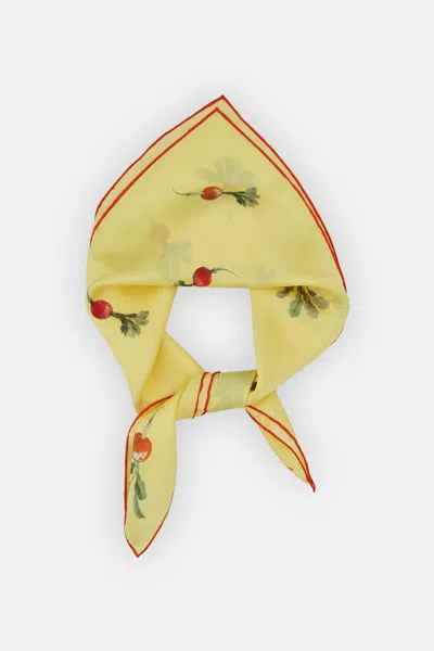 Jacquemus Le Foulard Raddish Silk Scarf With Print In Yellow