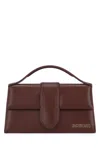 Jacquemus Le Grand Bambino Smoothed Leather Top Handle Bag In Burgundy