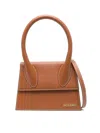 Jacquemus Large Le Chiquito Top-handle Bag In Leather Brown