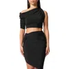 Jacquemus Le Haut Drapeado Jersey Crop Top In Black