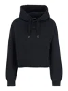 Jacquemus Le Grosgrain Logo Cotton Fleece Crop Hoodie
