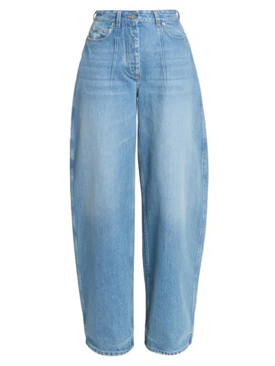 Jacquemus Women's Le Ovalo Barrel-leg Jeans In Blue