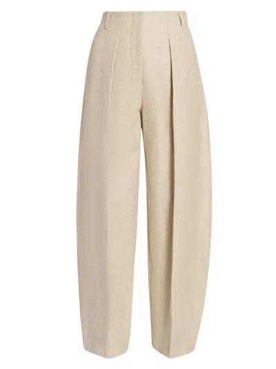 Jacquemus Women's Le Ovalo Cotton-linen Pants In Neutral