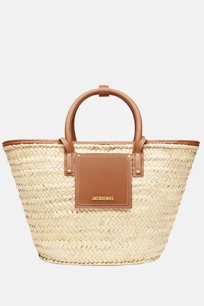 Jacquemus Soli Straw Tote Bag In Brown