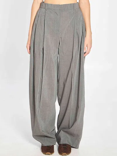 Jacquemus Curvo High-rise Cotton-blend Straight-leg Pants In Gray