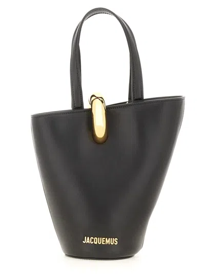 Jacquemus Le Petit Bambola Leather Top Handle Bag In Black