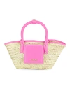 Jacquemus Women's Le Petit Panier Soli Wicker Basket Bag In Neon Pink