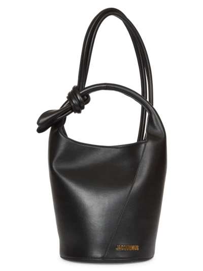 Jacquemus Women's Le Petit Tourni Leather Bucket Bag In Black