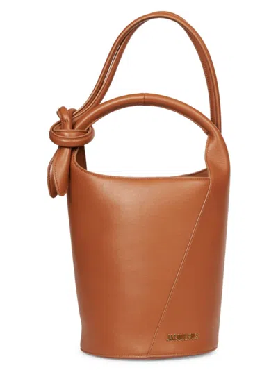 Jacquemus Women's Le Petit Tourni Leather Bucket Bag In Light Brown