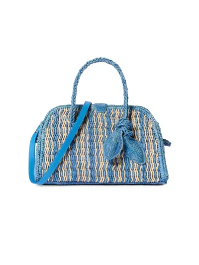 Jacquemus Women's Le Petit Turismo Raffia Tote Bag In Blue Natural