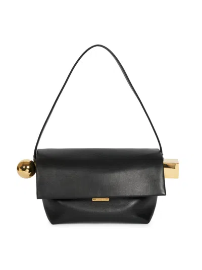 Jacquemus Women's Le Rond Carré Leather Shoulder Bag In Black