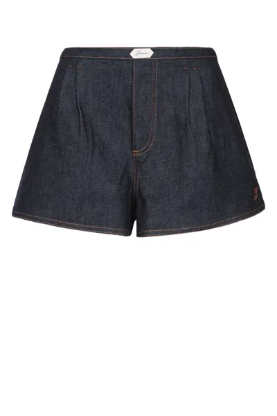 Jacquemus Amelo Shorts Contrast Stitching Elastic Waistband In Blue